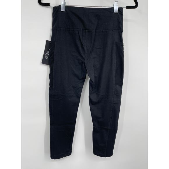 Bebe Sport Black Mesh Pocket Capri Workout Pants Leggings Womens NEW Small - Picture 8 of 8